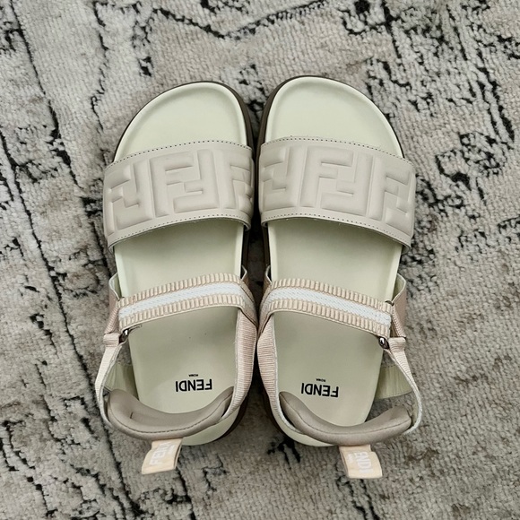 *SOLD* Fendi FF Logo Embossed Sandals - Picture 1 of 12